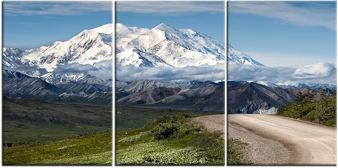 Snow Mountains Wall Art Large Size Landscape Poster Painting Print on Canvas Modern Picture Home Decor Artwork for Living Room Hotel Office Wall Decoration Stretched and Framed [72''Wx 36''H]