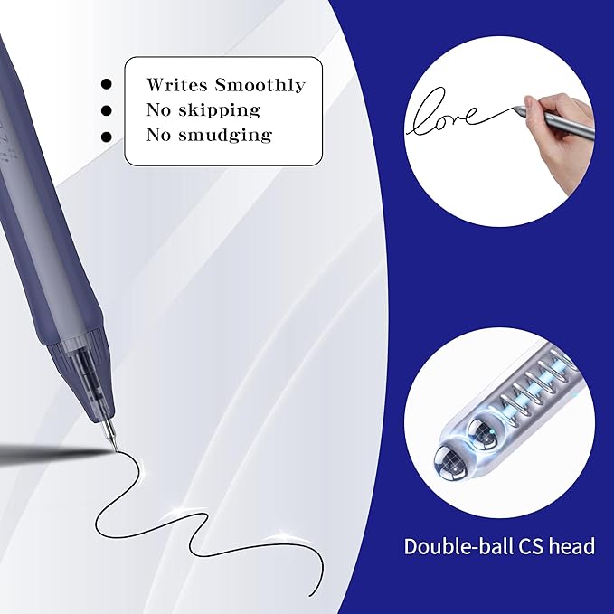 Gel Pen Refills 0.5 for Click pens with Spring, Quick Drying Ink Pen Refills Black Smooth Writing pens for Journaling (0.5 MM Fine Tip, Pack of 10)