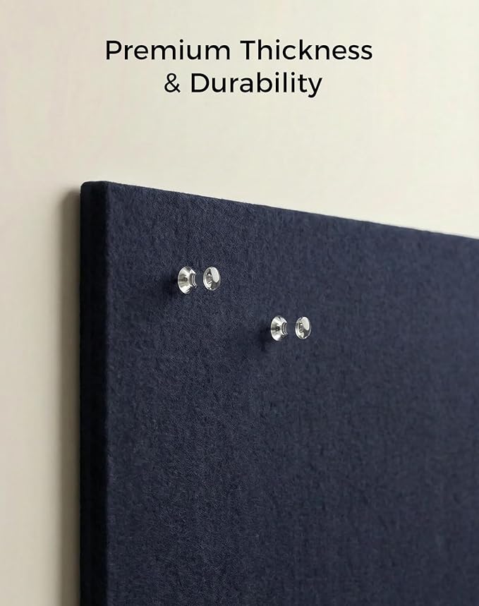 Aothia 12-Pack Felt Bulletin Board Tiles for Walls - 48x36 Modular Bulletin Board, Cork Board Alternative Pin Board for Office & Classroom, 70 Adhesive Tabs & 40 Push Pins Included (Navy Blue)