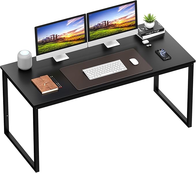 ZenStyle Computer Desk 55" Large Office Desk Computer Table Laptop PC Simple Study Writing Desk for Home Office, Black