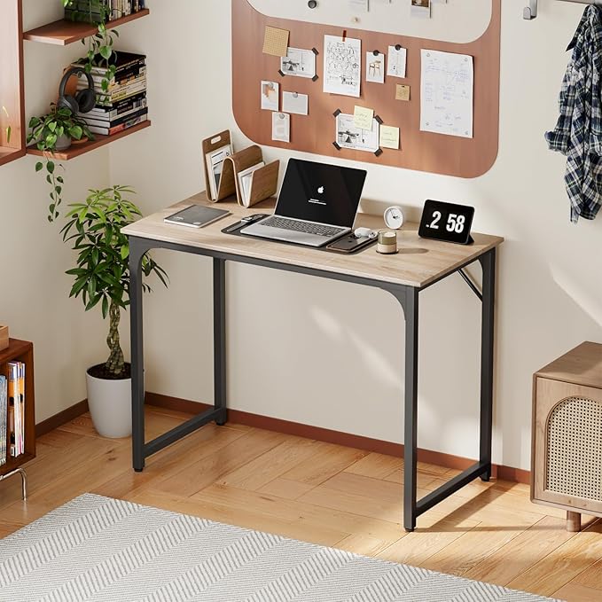 Computer Desk,39.4 inches Home Office Desk Writing Simple Study Table Modern Simple Style PC Desk Minimalist Desk with Metal Frame,Nature