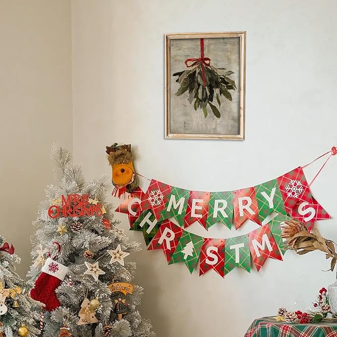 uniro Vintage Christmas Mistletoe Print Artwork Painting Winter Farmhouse Holiday Wall Decor for Bedroom, Living Room, Gallery, winter Room Decor, Holiday Decoration Gifts (8" x 10" - UNFRAMED)