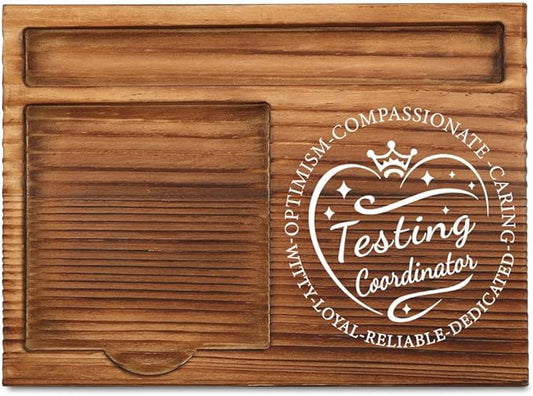 THRXOBN Desk Organizer for Testing Coordinators & Educational Professionals - Natural Wood with Slots for Notes, Pens, and Small Office Supplies – Practical & Stylish Workspace Solution,WSH30