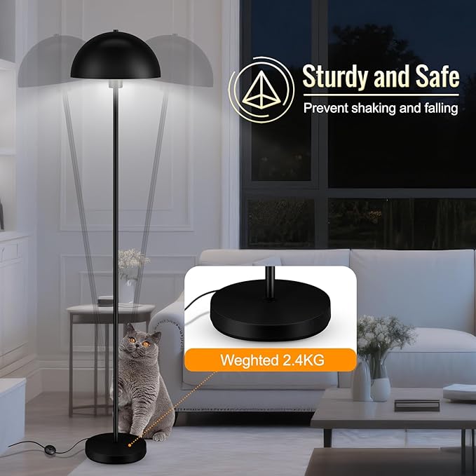 Modern Floor Lamps for Living Room, Black Metal Mushroom Lamp, 66" Tall Corner Lamp, Footswitch, Bright Industrial Standing Lamps for Bedroom Nursery, Mid Century Modern Home Decor(E26 Base, NO BULB)