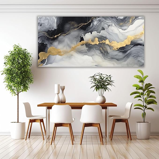 VOCBAN Wall Decor For Office Grey Canvas Wall Art Painting Canvas Posters & Prints Artwork Contemporary Wall Art Pictures for Kitchen Office Home Decoration-60x120cm(24x45in) Framed