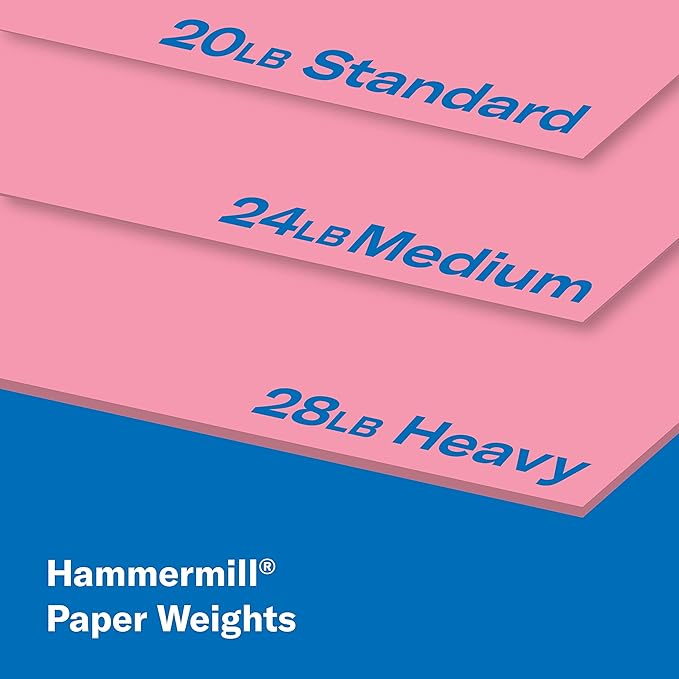 Hammermill Colored Paper, 20 lb Cherry Printer Paper, 8.5 x 11-1 Ream (500 Sheets) - Made in the USA, Pastel Paper, 102210R