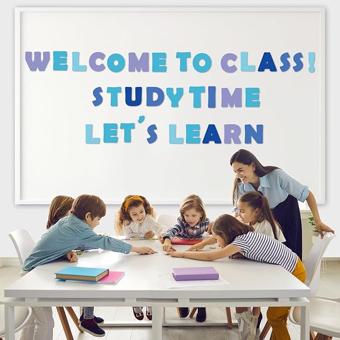 260 PCS Bulletin Board Letters for Classroom 4" Letter Combo Pack Set Blue Ocean Under the Sea Winter Decorations Alphabets Numbers Symbols Letters for Bulletin Board Cutouts Cards for Classroom Decor