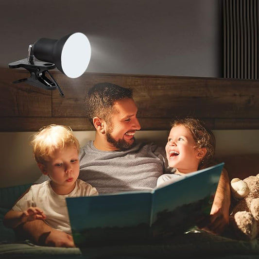 RONG&LAN LED Metal Clip On Light Clip on Lamp for Desk, 360° Adjustable Clamp Reading Light for Bed, Eye-Friendly Book Night Light for Desk Bed Table Dorm Room Bedroom Office Reading SUN-88 Black
