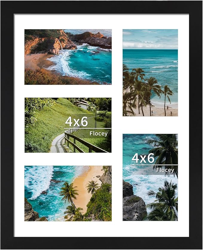 11x14 Collage Picture Frame, Displays 5Pcs 4x6 Photos with Mat or 1Pcs 11by14 Picture without Mat for Wall Hanging, Picture Frames Collage Wall Decor, 1 Pack