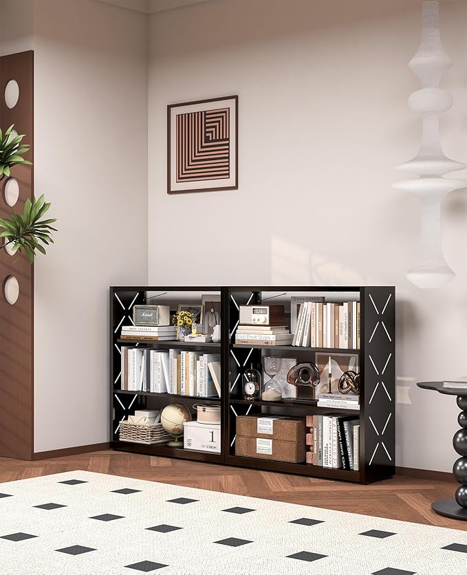 Small Bookshelf, 3-Tier Metal Adjustable Bookcase with Anti-Tip Kit & Leveling Feet, Black Book Shelves Modern for Bedroom, Kitchen, Garage, Home Office