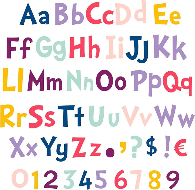 Tenare 134 Pieces 5 Inch Bulletin Board Letters Alphabet Numbers Combo Set Letter Cutouts for Bulletin Board Display Home Decor(Happy Day Color)