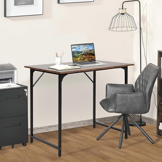 BestOffice Computer Desk,Home Office Desk, Modern Simple Style for Home Office Study Writing (Brown, 32 Inch)