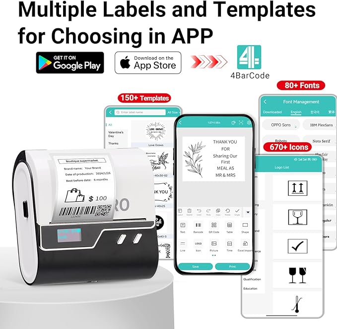 ORGBRO Z3 Label Maker Machine with Tape, 2-3 Inch Bluetooth Thermal Label Printer, Portable Sticker Printer for Small Business Office Home Organization Barcode Address, Compatible with Phones & PC