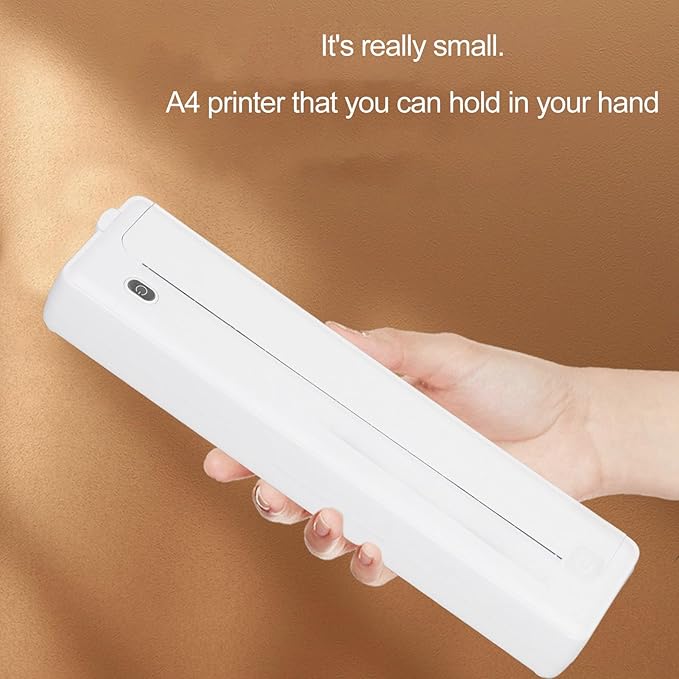 Portable Cordless Printer, bt A4 Thermal Inkless Printer with App, for Photo Label Receipt Study Notes, Home School Office