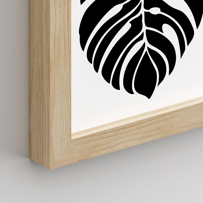 SIGNWIN Framed Poster Bathroom Decor, Wall Art Room Decor Multicolor for Living Room, Bedroom, Office Black White Monstera Leaf Love Home Typography Nature Abstract Shapes - 8"x10"x 8 Natural