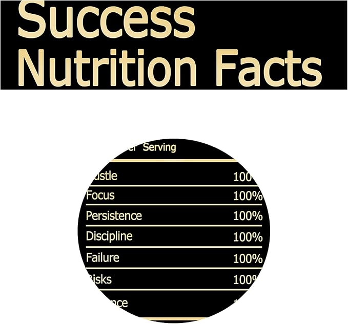 Success Nutrition Facts Wall Art Motivational Wall Art Decor for Office Bedroom Modern Artwork Framed and Ready to Hang(Success, 12x18 inch)