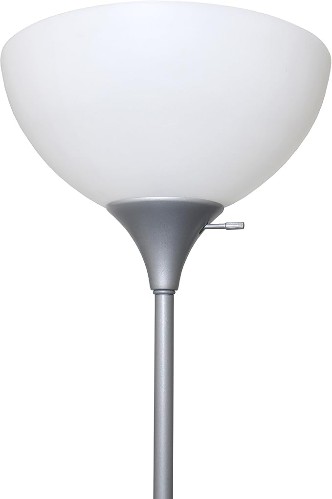 Simple Designs LF2000-SLV-LB 71.5" Traditional Floor Lamp with Adjustable Reading Light, LED Bulbs Included, Silver
