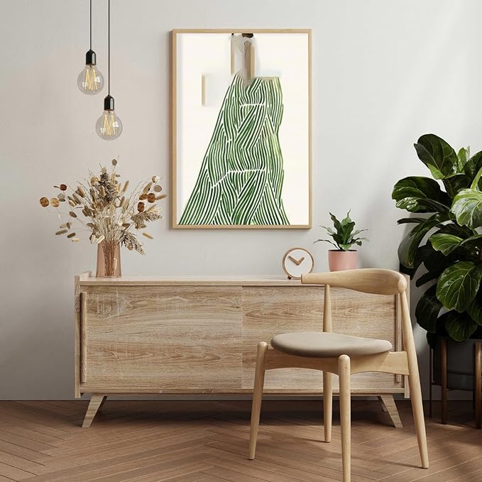 Women Portrait Wall Art Fashion Female Paiting Feminine Wall Art Modern Abstract Female Portrait Pictures Wall Decor for Home Living Room Bedroom 16x24Inch Unframed Green Color Abstract Line Art