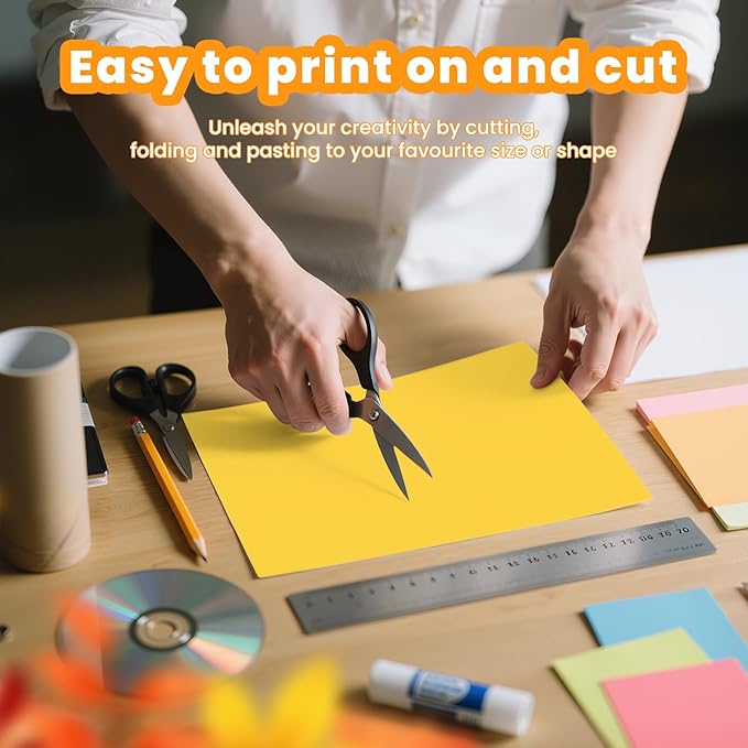 Yellow Cardstock 8.5 x 11, 40 Sheets Yellow Paper, Card Stock for Printer, Solar Yellow Cardstock Paper for Invitations, Art, Drawing, Menus, DIY Cards, Tags, Crafts Certificates, School, Office