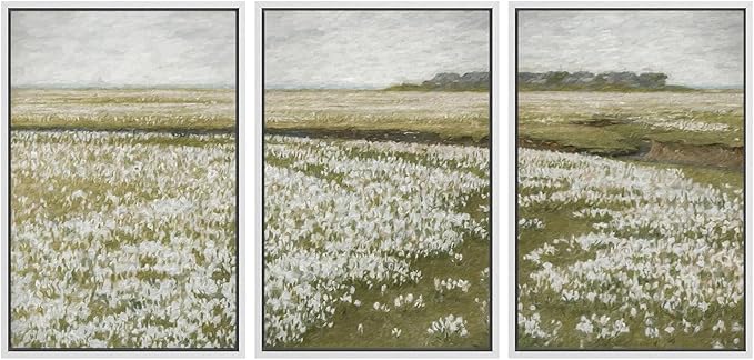SIGNWIN Framed Canvas Print Wall Art Set White Daisy Flower Country Farm Field Nature Abstract Illustrations Fine Art Decorative Nordic Rustic for Living Room, Bedroom, Office - 16"x24"x3 White