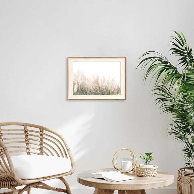 ASTRDECOR Framed Canvas Wall Art for Home Decor, Farmhouse Decor Pampas Grass Boho Wall Art Canvas Oil Painting, Rustic Neutral Wall Decor for Bedroom Living Room Gallery Bathroom - 12''x16''