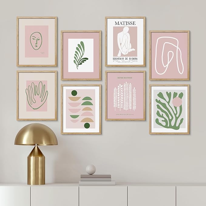 SIGNWIN Framed Poster Bathroom Decor, Wall Art Room Decor Multicolor for Living Room, Bedroom, Office Matisse Nude Dancer Geometric Pink Jungle Plant Nature Abstract Shapes - 12"x16"x 8 Natural