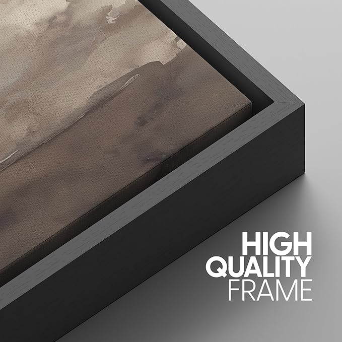 SIGNWIN Framed Canvas Print Wall Art Set Neutral Cloudy Sky Landscape Soft Beige and Taupe Illustrations Modern Art Decorative Boho Relax/Zen Nordic for Living Room, Bedroom, Office - 24"x36"x3 Black