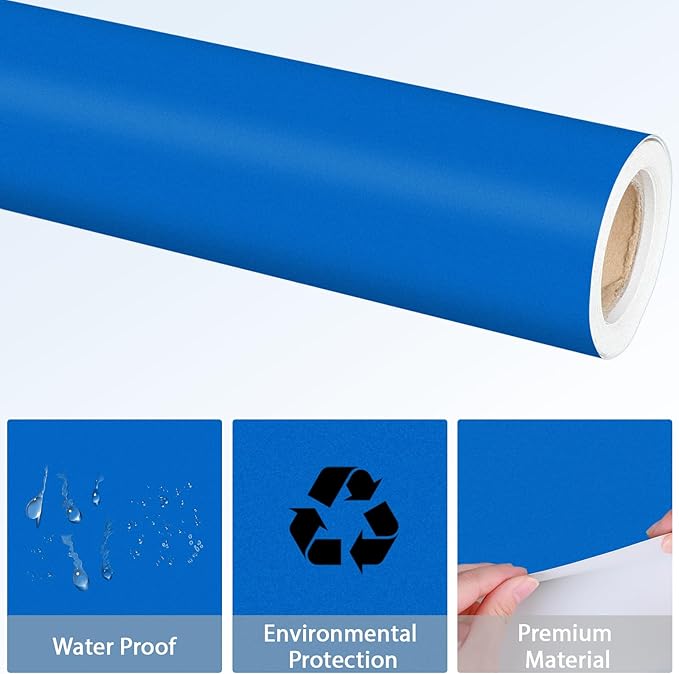 Qyeahkj 17.7in x 20ft Bulletin Board Paper Roll Bulletin Board Background Paper Fade Resistant Classroom Decoration Poster Art Craft Home Wall Education Decor Supplies Royal Blue