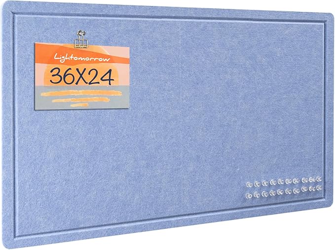 Bulletin Board, 36 x 24 inches Felt Board - Cork Board Alternative for Wall, Decorative Pin Board, Foldable Picture Board Self-Adhesive Vision Board with 20 Pushpins - Lavender Blue