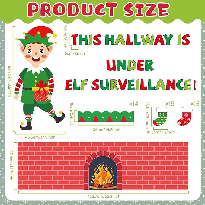 Christmas Bulletin Board Set Xmas Elf Hearth Classroom Bulletin Board Decorations Elf Fireplace Christmas Cutouts Classroom Decorations for Back to School Office Home Chalkboard Decor Wall Door