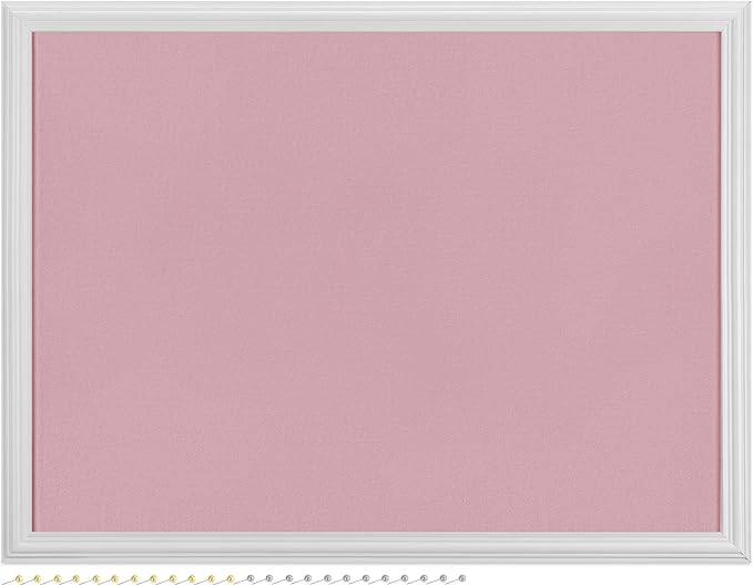 Navaris Framed Fabric Bulletin Board - 18 x 24 inches Plush Jewelry Organizer Pinboard for Wall - Memory Memo Pin Board - Rose with White Frame