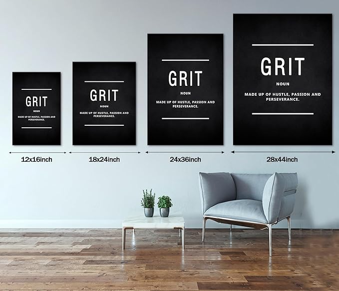 Yatsen Bridge Motivational Wall Art Pictures Inspirational Posters Prints on Canvas Grit Noun Inspiring Entrepreneur Quotes Office Painting Artwork Home Office Decor for Teens Framed (28”Wx44”H)