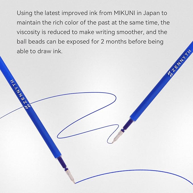 MengRan 4.3'' Gel Ink Pen Refills for Click Pens,0.5mm Tip Fine Point,Quick Drying Ink,Compatible with Pilot G2 (Original Gel Ink Refills 10 Pcs-Blue Ink)