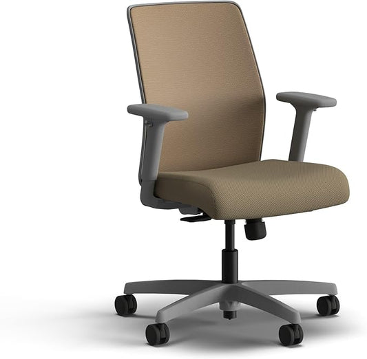 HON Ignition 2.0 Low Back Task Chair, Spectrum Mesh, Standard Synchro-Tilt Control, Office Chair with Lumbar Support, Height and Width Adjustable Arms, Titanium Frame, Quicksand