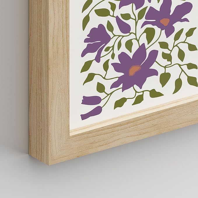 SIGNWIN Framed Poster Bathroom Decor 11"x14"x 8 Natural, Wall Art Room Decor Multicolor for Living Room, Bedroom, Office Purple Female Portrait Lavender Flowers Vintage Illustrations Bohemian