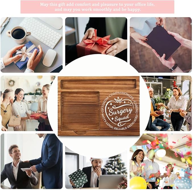 THRXOBN Desk Organizer for Surgical Teams & Healthcare Professionals - Natural Wood with Slots for Notes, Pens, and Small Office Supplies – Elegant & Practical Workspace Solution,WSH15