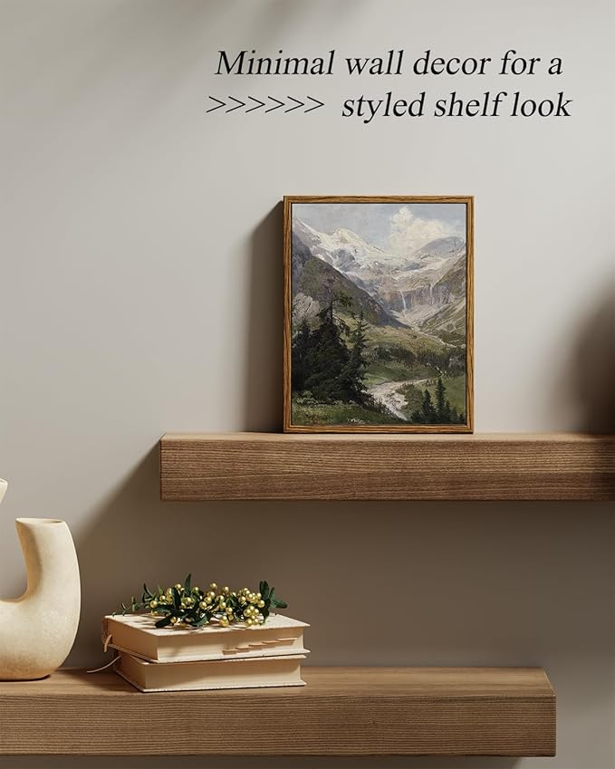 InSimSea Framed Canvas Wall Art Vintage Decor, Mountain Pictures Living Room Decor Aesthetic, Bedroom Bathroom Summer Landscape Wall Pictures, 8x10inch