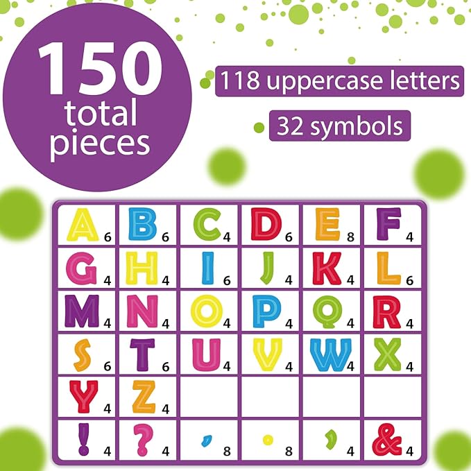 150PCS Large 7" Font Bulletin Board Letters and Punctuation Set, Colorful Classroom Alphabet Cutout for Bulletin Board Display Home School Educational Tool A Great Helper to Inspire Students' Learning
