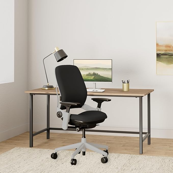 Steelcase Leap Chair with Platinum Base & Hard Floor Caster, Black