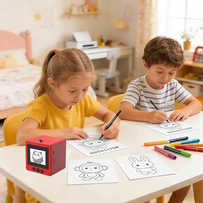 AI Voice Sticker Printer | Smart Mini Thermal Printer Box | AI Voice Control Label Sticker Maker Machine with Display | DIY Mini Photo Label Printers Smart Toy for Kids, Office & School