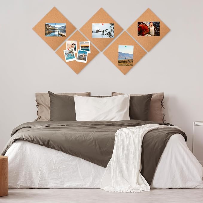 Kosiz 40 Pack Cork Board Square 12" x 12", 1/4" Thick Cork Board Tiles Bulk for Wall Self Adhesive Bulletin Corkboards Tiles Sheet for Wall School Office Home Decoration