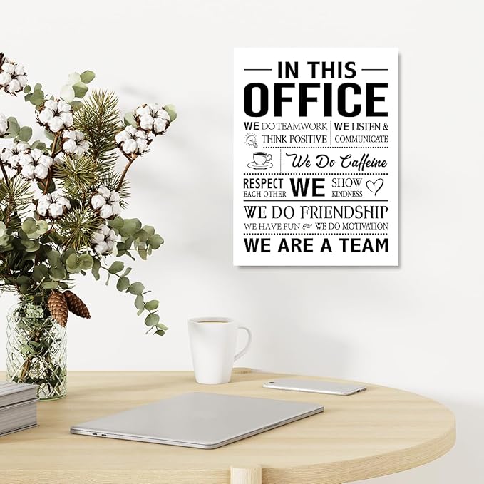 In This Office Wall Decor,Positive Team Quote We Are A Team Wall Art Canvas Framed for Office Workplace Wall Decor 12 x 15 in