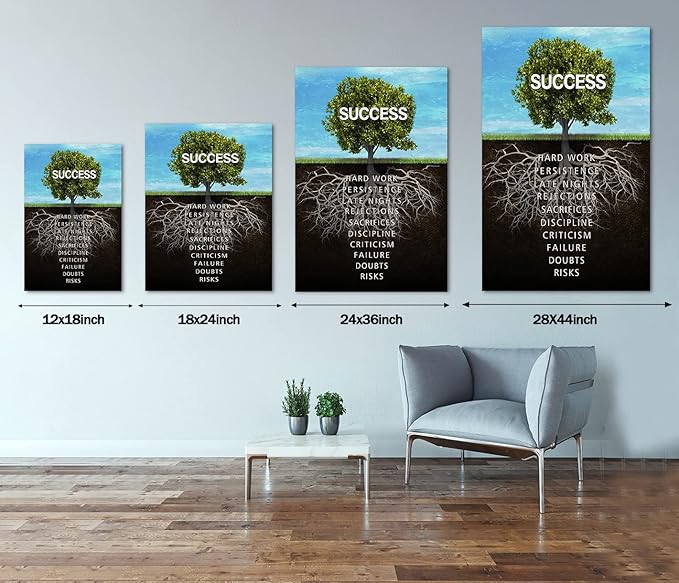 Yatsen Bridge Modern Inspiration Successful Canvas Art Gallery-Wrapped Success Tree Motivational Wall Art Mindset is Everything Painting Stretched by Wooden Frame for Office Decor - 28''Wx44''H