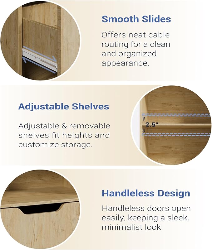 Bookcase with 2 Drawers, 3-Tier Bookshelf with Storage, 3 Shelf Bookshelf with Adjustable Shelf, Modern Bookshelf, Open Shelves for Study, Bedroom & Home Office, Natural
