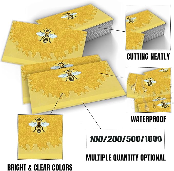 Business Cards Customize with Beekeeper Templates, Custom Business Cards Personalized with Your Logo, 3.5"X 2" 300gsm Matte Paper for Small Business