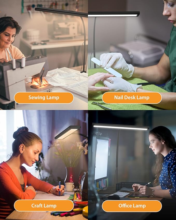 Desk Lamp with Remote, Adjustable Brightness, Eye-Caring LED Light, Rotatable Head, USB with Adapter, Space-Saving Design for Office, Study, Reading, Work, and Home Desktop Illumination - Black