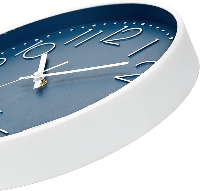 Foxtop 14 Inch Wall Clock Silent Non-Ticking Battery Operated Round Quartz Modern Wall Clock Decorative for Living Room Bedroom Kitchen Home Office (Cerulean)