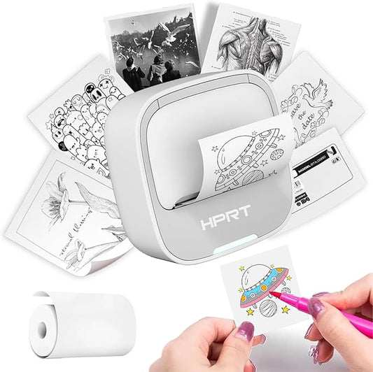 HPRT Sticker Printer, S1 Mini Portable Thermal Mini Inkless Label Printer with bluetooth Stable Connection & Clear Printing for Notes, Journal, Home, Office, Kids, DIY Free App with Multiple Templates