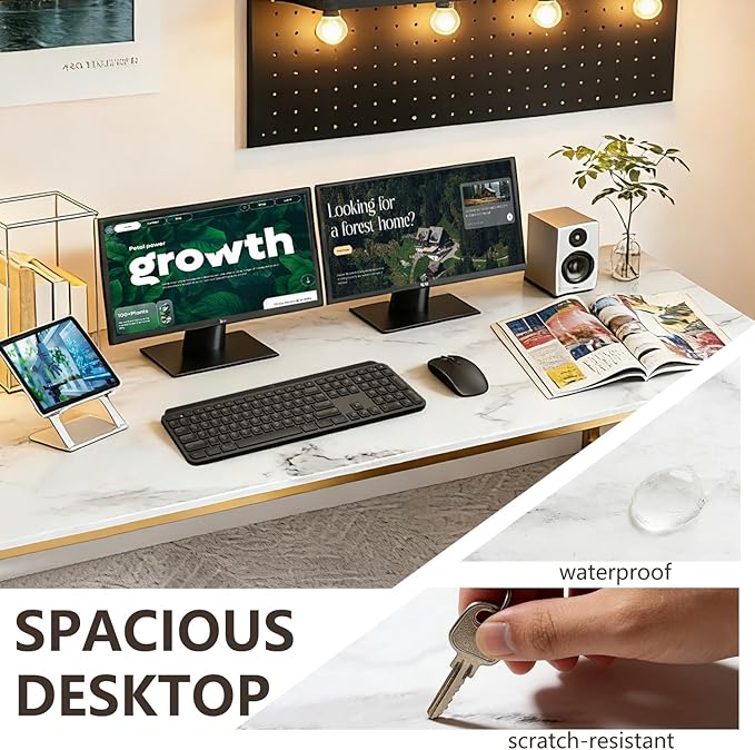 BestOffice Computer Desk,Home Office Desk, Modern Simple Style for Home Office Study Writing (Gold, 55 Inch)