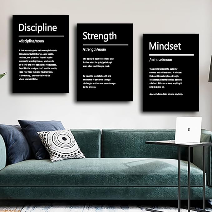 Motivational Posters Office Print Wall Art 3 Pieces Inspirational Entrepreneur Quotes Posters Printed on Canvas Pictures Painting Artwork for Living Room Gym Office Frame Ready to Hang [60''Wx28''H]
